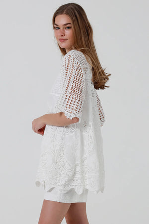 Feyre Crochet 3/4 Sleeve Swing Top