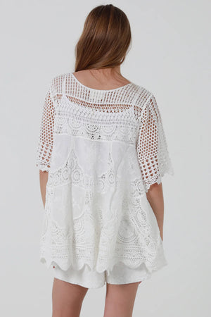 Feyre Crochet 3/4 Sleeve Swing Top