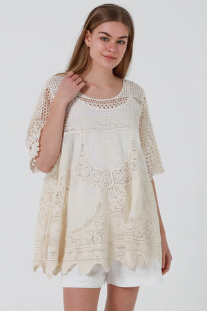 Feyre Crochet 3/4 Sleeve Swing Top