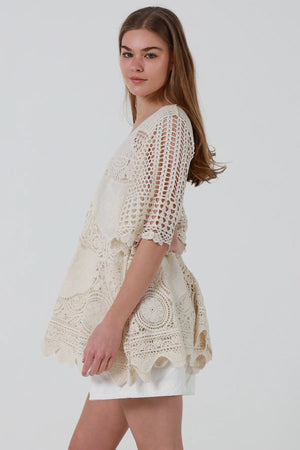 Feyre Crochet 3/4 Sleeve Swing Top