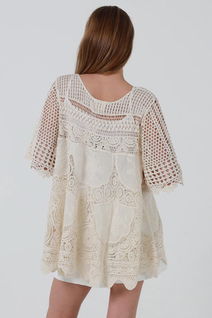 Feyre Crochet 3/4 Sleeve Swing Top