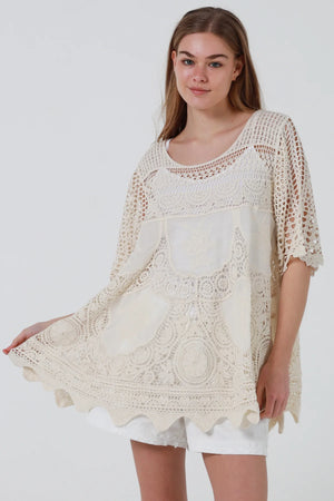 Feyre Crochet 3/4 Sleeve Swing Top