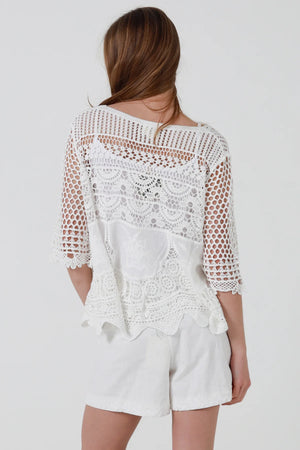 Maybella Crochet Scallop Hem Blouse