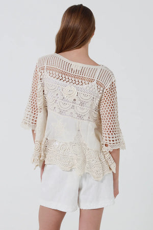 Maybella Crochet Scallop Hem Blouse