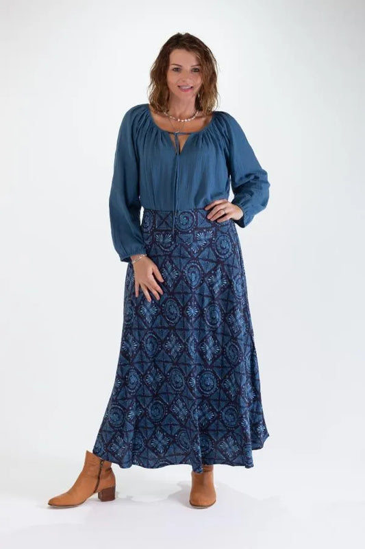 Sandy A-Line Rayon Maxi Skirt