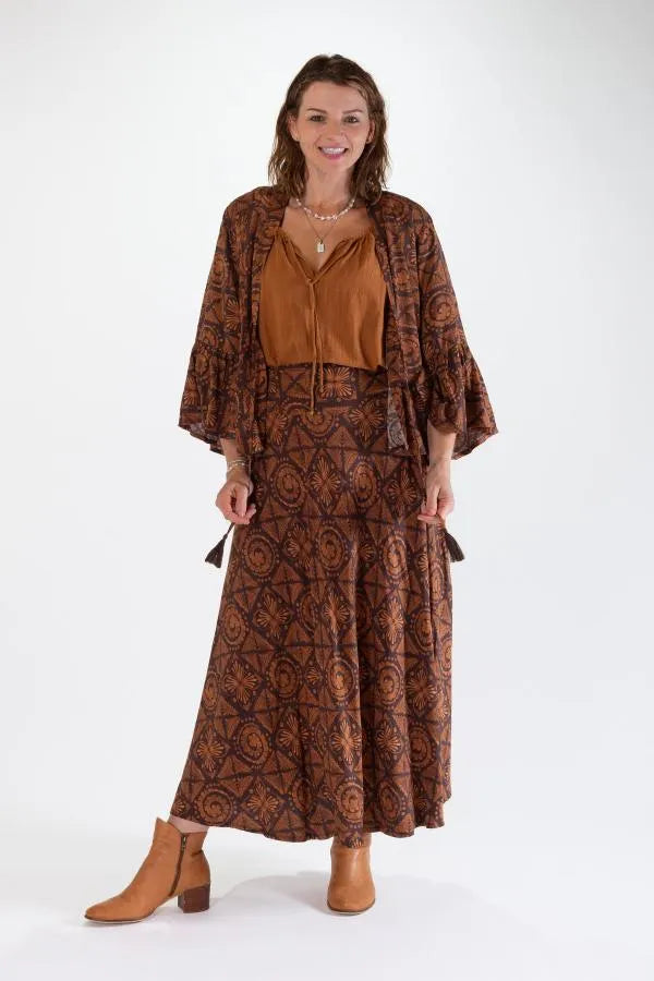 Sandy A-Line Rayon Maxi Skirt