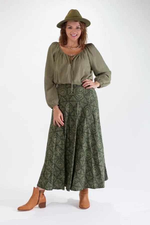 Sandy A-Line Rayon Maxi Skirt