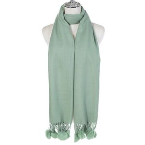 Plain Winter Scarf With PomPoms