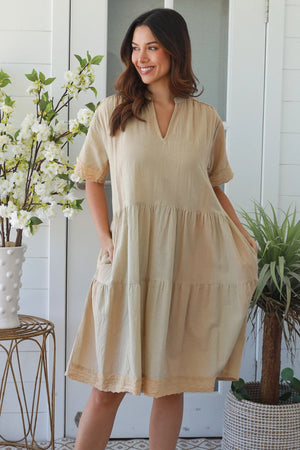 Olivia Grandpa Collar Midi Dress