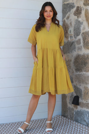 Charlotte Grandpa Collar Midi Dress