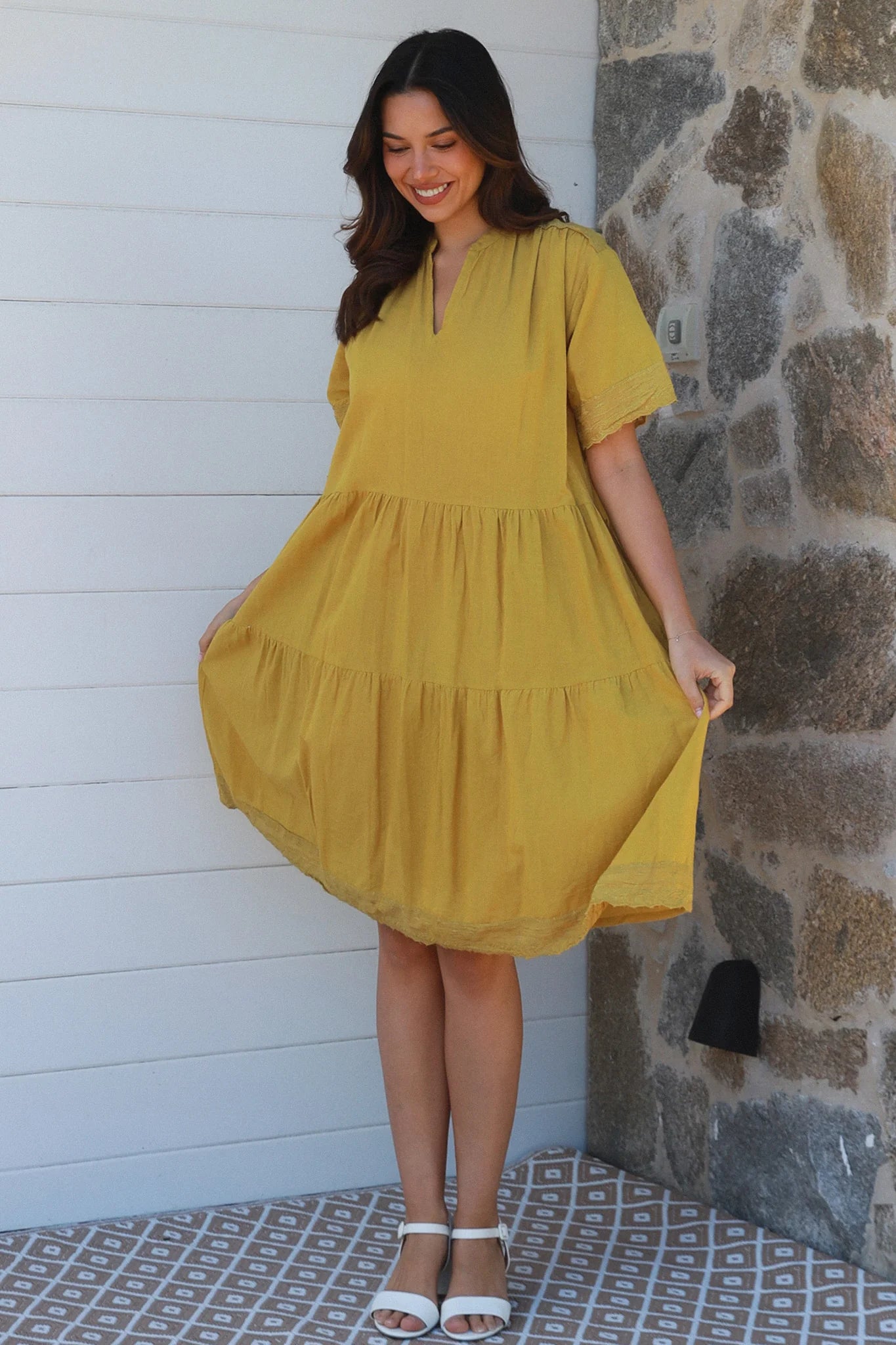 Charlotte Grandpa Collar Midi Dress