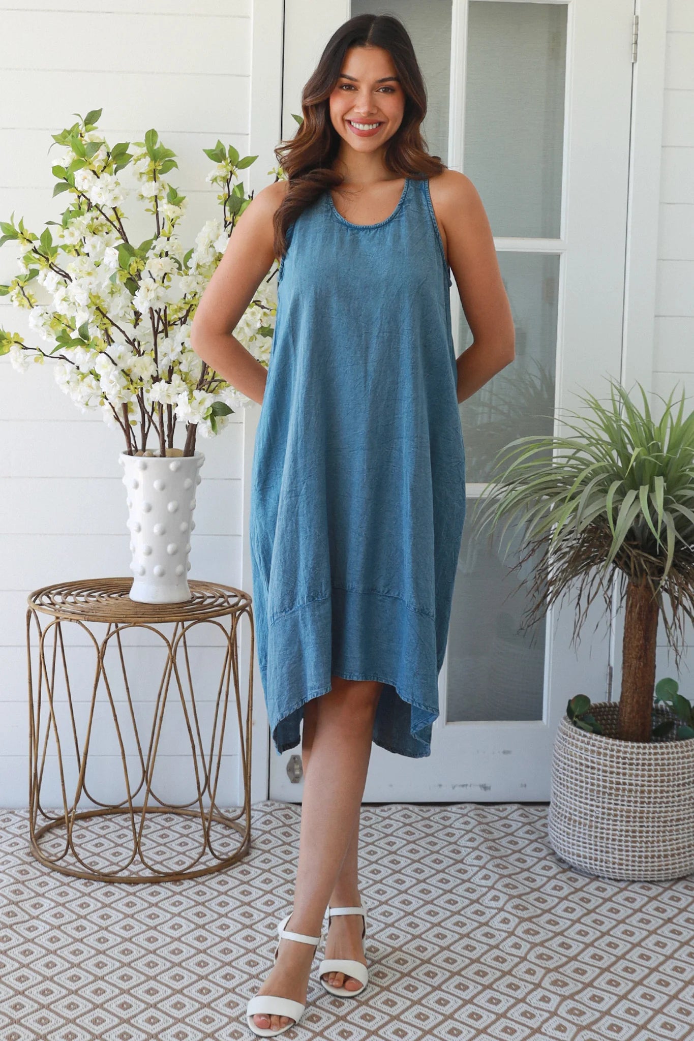 Denim Look S/Less Midi Dress