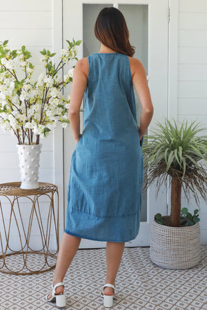 Denim Look S/Less Midi Dress