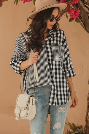 Cotton Contrast Gingham Shirt