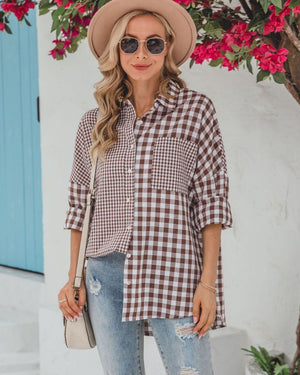Cotton Contrast Gingham Shirt