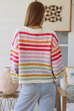 #Raine Striped Tie Front Knit jumper