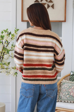#Raine Striped Tie Front Knit jumper
