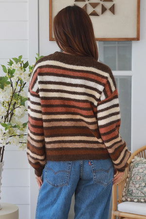 #Raine Striped Tie Front Knit jumper