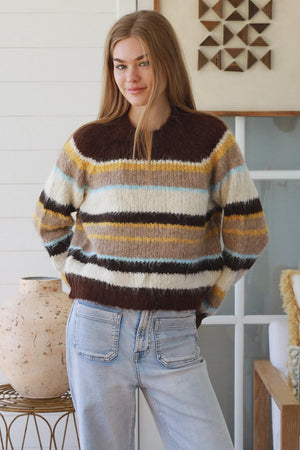 #Winnie Round Neck Striped Knit Jumper