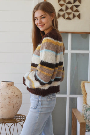 #Winnie Round Neck Striped Knit Jumper