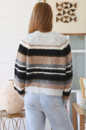 #Winnie Round Neck Striped Knit Jumper