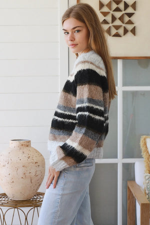 #Winnie Round Neck Striped Knit Jumper