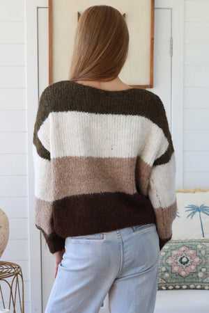#Finola Round Neck Striped Knit Jumper