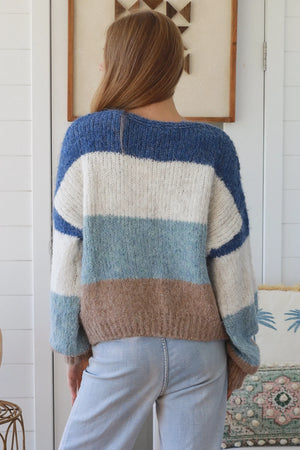 #Finola Round Neck Striped Knit Jumper