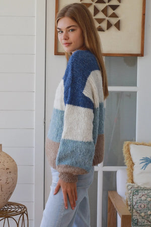 #Finola Round Neck Striped Knit Jumper