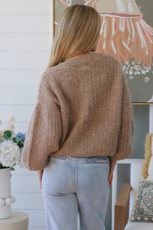 #Golden Sun Puff Knit Jumper