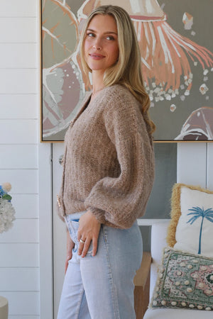 #Golden Sun Puff Knit Jumper
