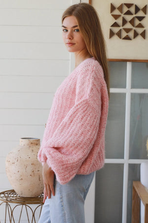 #Golden Sun Puff Knit Jumper