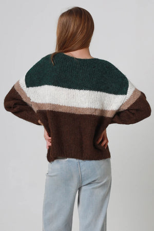 #Finola Round Neck Striped Knit Jumper