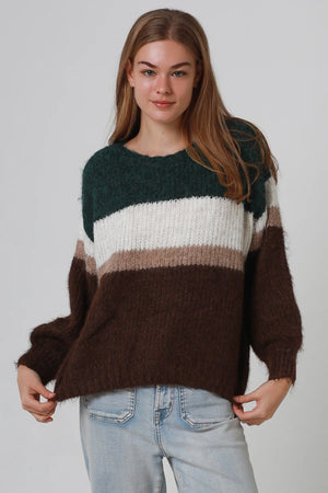 #Finola Round Neck Striped Knit Jumper