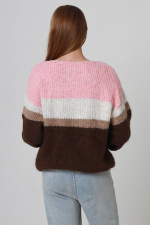#Finola Round Neck Striped Knit Jumper