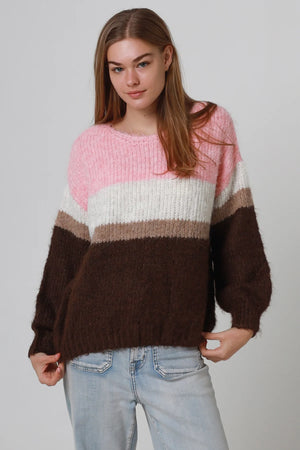 #Finola Round Neck Striped Knit Jumper