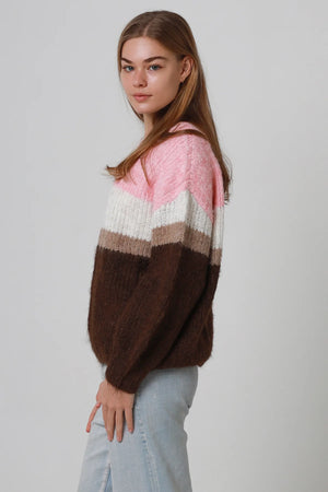 #Finola Round Neck Striped Knit Jumper