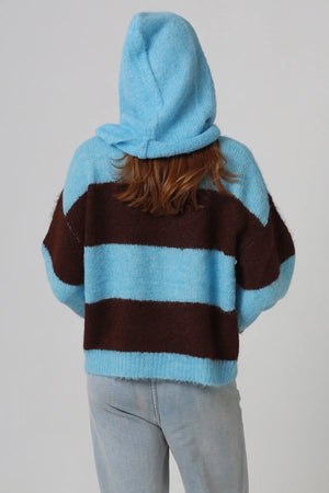 Striped Knitted Jumper With Detachable Hood