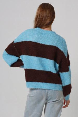 Striped Knitted Jumper With Detachable Hood