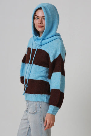 Striped Knitted Jumper With Detachable Hood