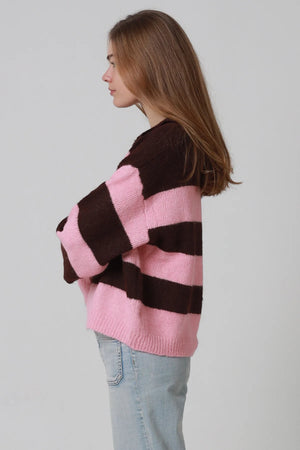 Two Toned Striped Rugby Jumper