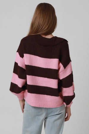 Two Toned Striped Rugby Jumper