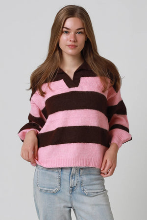 Two Toned Striped Rugby Jumper