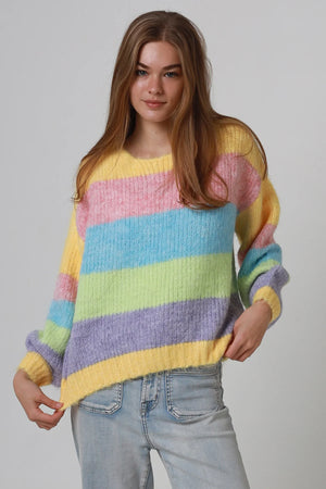 Pastel Striped Round Neck Jumper