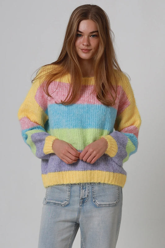 Pastel Striped Round Neck Jumper