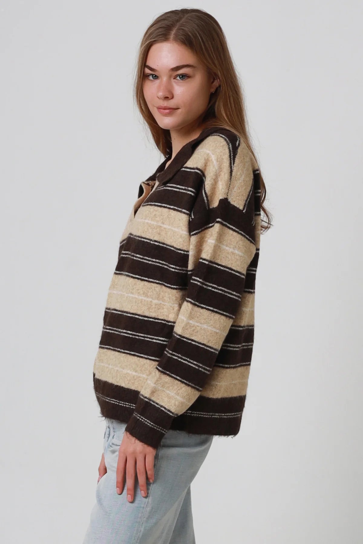 Julie Striped Collared Rugby Jumper
