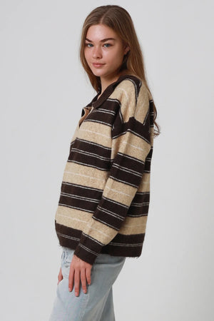 Julie Striped Collared Rugby Jumper