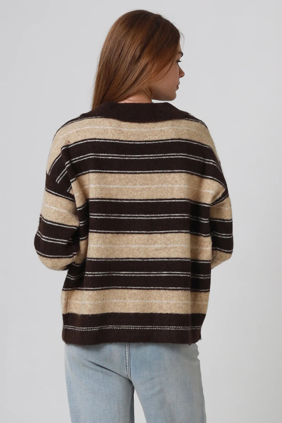 Julie Striped Collared Rugby Jumper