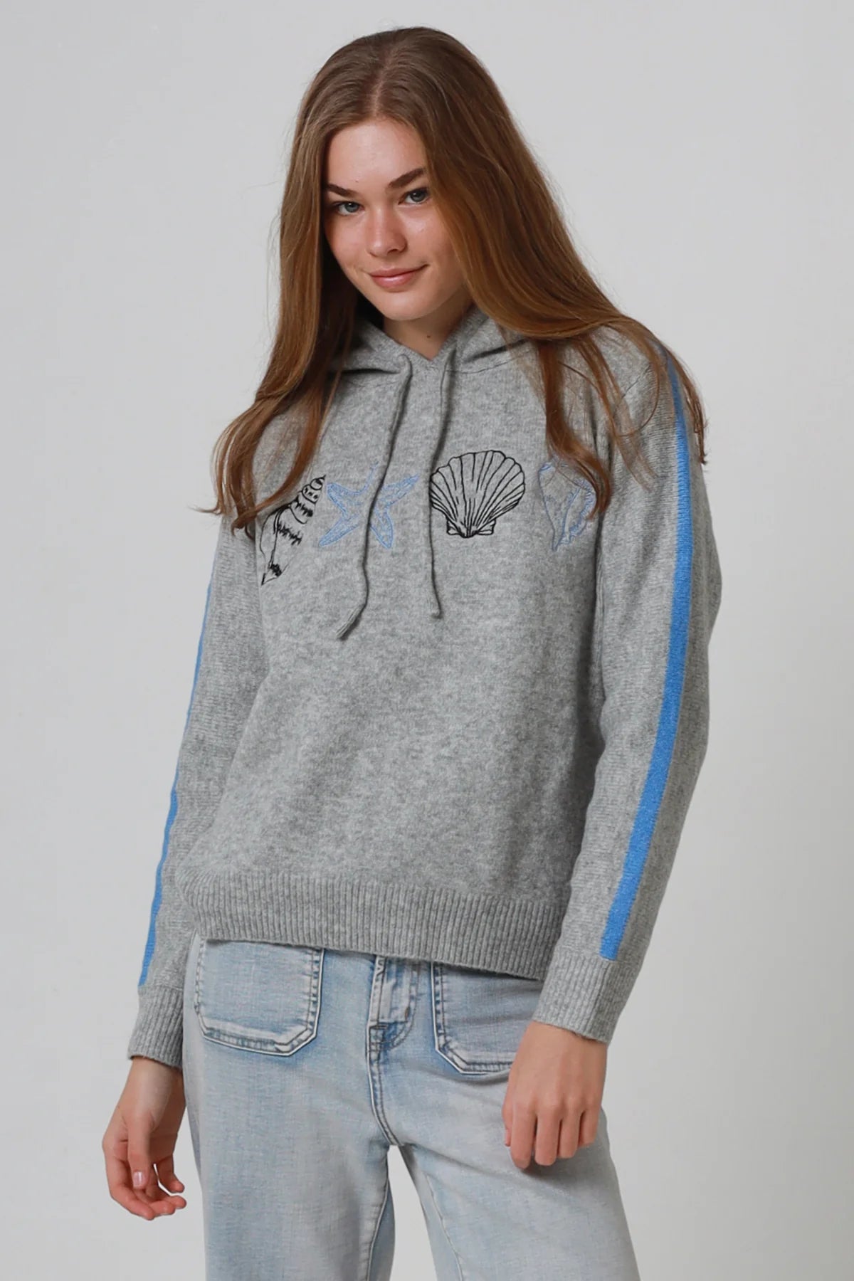 Coastal Knitted Jumper With Hood