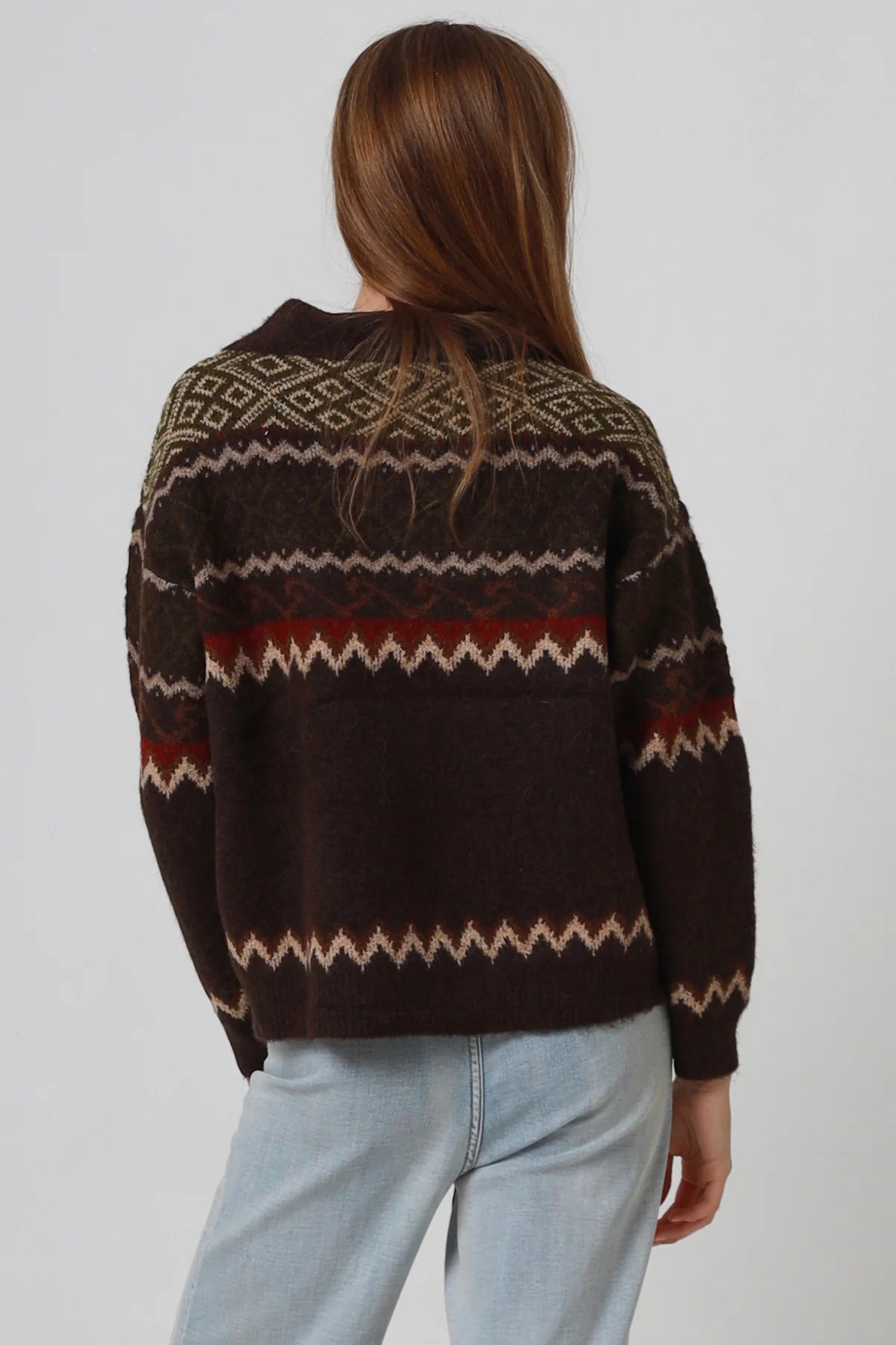Boho Zigzag Collared Jumper